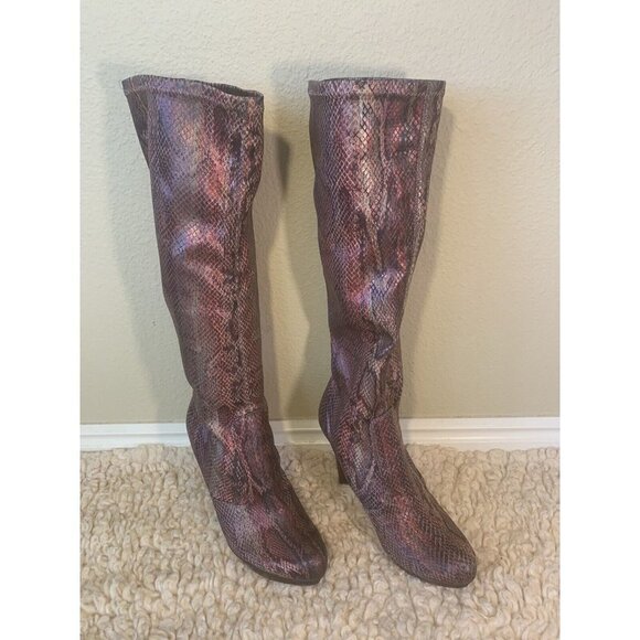CARLOS Santana Challenge snakeskin Knee High Boots Size 6.5 - Picture 2 of 11